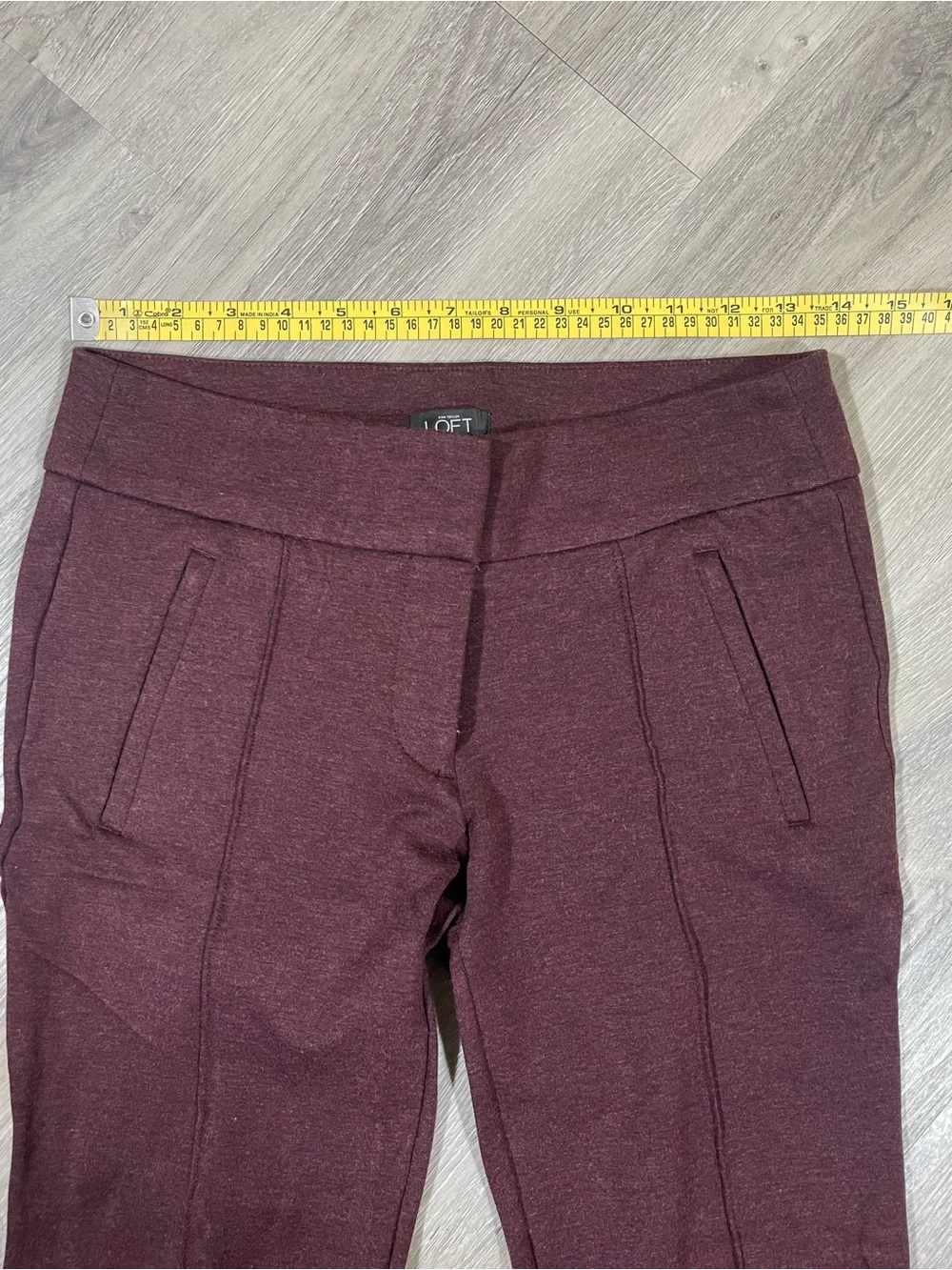 LOFT Skinny Ponte Ankle Pants - Burgundy Plum - Picture 9 of 12